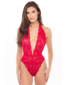 Body string rouge dentelle profond décolleté - René Rofé