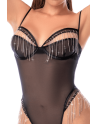 Body noir transparent avec strass scintillants – Mapalé