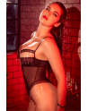 Body noir transparent avec strass scintillants – Mapalé