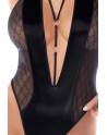 Body noir effet wetlook avec maille transparente – Mapalé