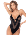 Body noir effet wetlook avec empiècements en maille – Mapalé