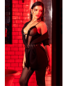 Body noir effet wetlook avec empiècements en maille – Mapalé