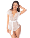 Combishort blanc en dentelle transparente avec ceinture – Mapalé