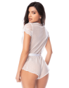 Combishort blanc en dentelle transparente avec ceinture – Mapalé