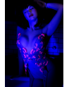 Body teddy bleu et rose brodé avec porte-jarretelles – Mapalé