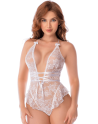 Body blanc en dentelle avec dos ouvert et encolure halter – Mapalé