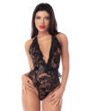 Body noir en dentelle avec dos ouvert et accessoires – Mapalé