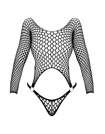 Bodystring en résille grosse maille noir Fantasy