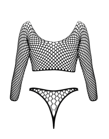 Bodystring en résille grosse maille noir Fantasy