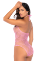 Body rose en résille à motif cœur - Mapalé