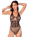 Body résille florale noir avec strass - Mapalé