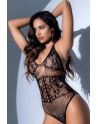 Body résille florale noir avec strass - Mapalé