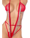 Body plongeant à franges strass 
