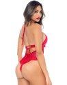 Body sexy en dentelle à col licou avec détails lacés 