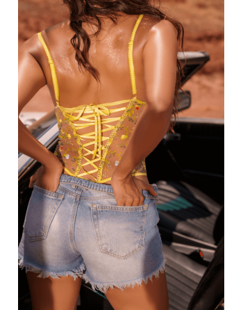 Body string jaune brodé 