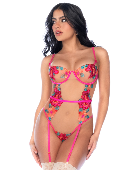 Body en Tulle Brodé Fleuri 