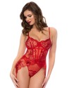 Body en maille brodée rouge 