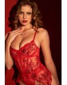 Body en maille brodée rouge 