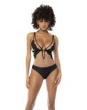 Body Flora noir et chair, avec une fine résille transparente, bretelles ajustables 
