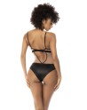 Body Flora noir et chair, avec une fine résille transparente, bretelles ajustables 