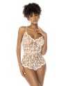 Body blanc transparent Celina avec dentelle brodée florale, bretelles ajustables