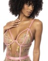 Body guépière avec dentelle brodée florale Sydney, porte jarretelles réglables et détachables 
