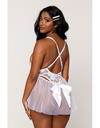 Body dentelle blanc avec tulle amovible 