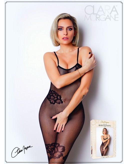 Bodystocking résille noire avec fine bretelles - Le Numéro 6 - Collection Bodystocking 