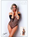 Body noir avec manches 3/4 - Le Numéro 2 - Collection Strass 