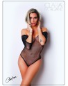 Body noir avec manches 3/4 - Le Numéro 2 - Collection Strass 