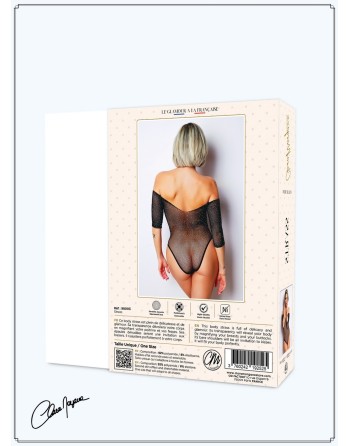 Body noir avec manches 3/4 - Le Numéro 2 - Collection Strass 
