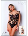 Body noire en résille et lanières - Le Numéro 1 - Collection Body 