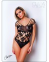 Body noire en résille et lanières - Le Numéro 1 - Collection Body 