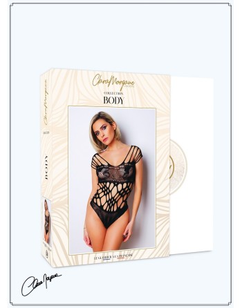 Body noire en résille et lanières - Le Numéro 1 - Collection Body 