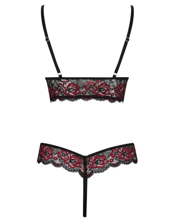 Body string en dentelle florale bicolore et résille 