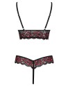 Body string en dentelle florale bicolore et résille 