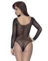 Body string à manches longues en résille avec strass 