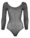 Body string à manches longues en résille avec strass 