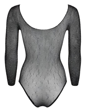 Body string à manches longues en résille avec strass 