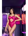 Body string en dentelle florale rose et bretelles larges élastiques  