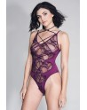 Body bordeaux design dentelle, lanières en superposition 