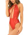 Body rouge en dentelle et résille 