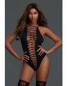 Body opaque avec croisillons et bas assortis 