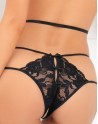 Body string noir ouvert à l'entre-jambes dentelle et ornements - REN502167-BLK