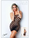 Mini Robe noire, résille avec  motif damier - Le Numéro 2 - Collection Robe - CM97002