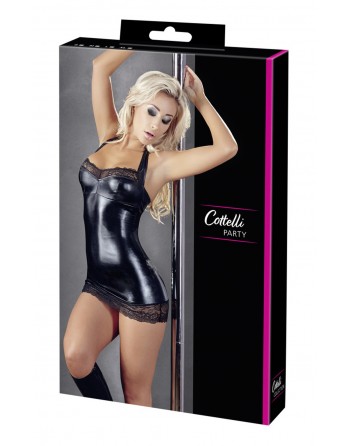 Petit robe aspect cuit Sexy noir avec dentelle - OR2715244BLK