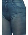 Legging bleu style jean moulant avec impressions sur poches - FD1018