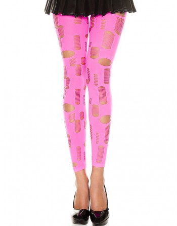 Legging rose fluo ajouré petits et grands trous - MH35472NEP