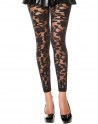 Legging noir fin transparent motif fleuri - MH35344BLK