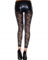 Legging fin noir opaque avec fleurs dorées sur l'arrière - MH35821BLK